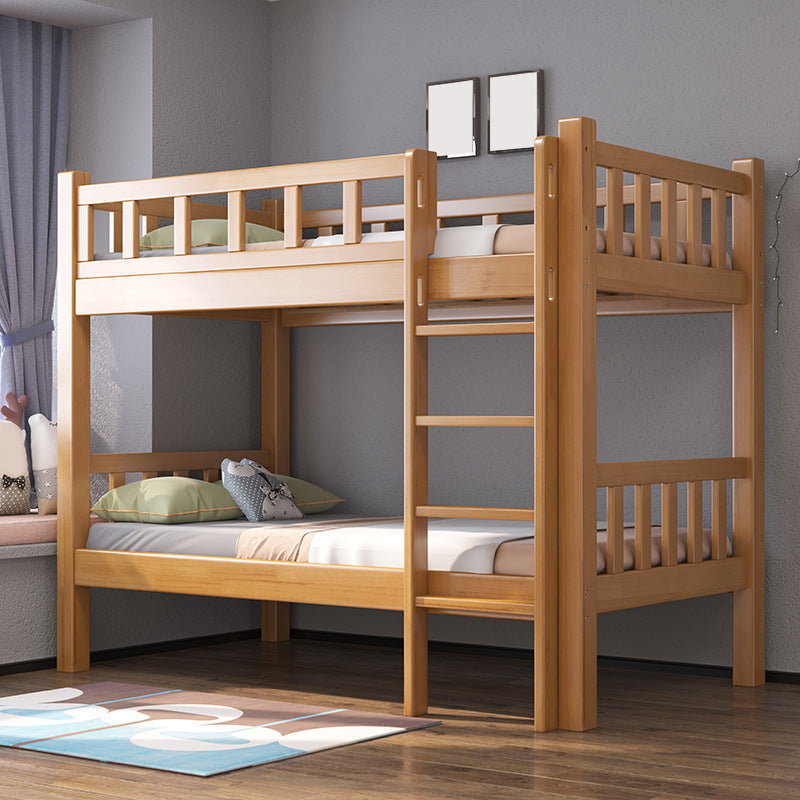 Mid-Century Modern Headboard Bunk Bed Solid Wood Bed with Footboard