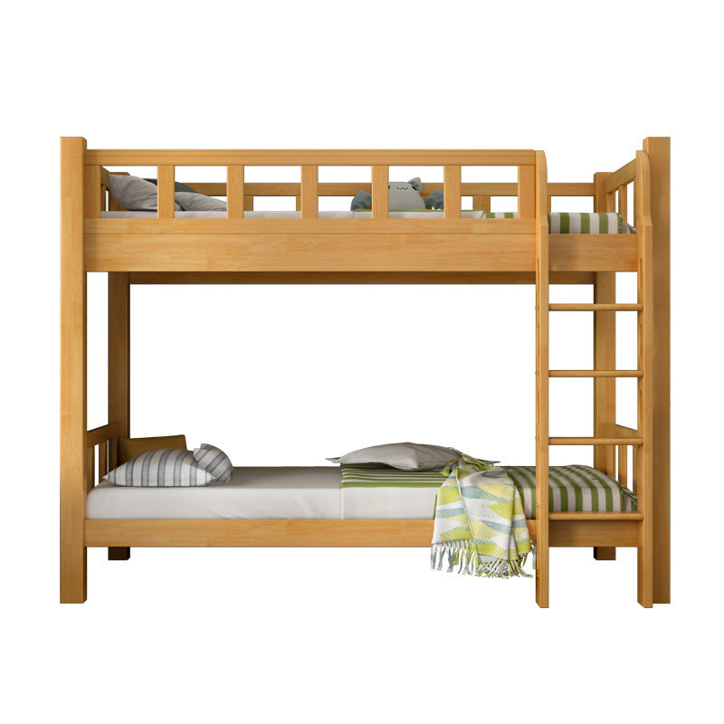 Mid-Century Modern Headboard Bunk Bed Solid Wood Bed with Footboard