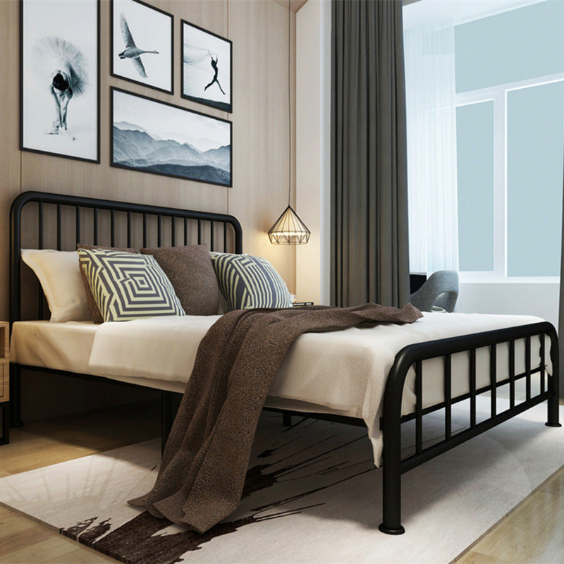 Metal Open-Frame Bed Solid Color Spindle Slat Bed With Custom Gold Legs