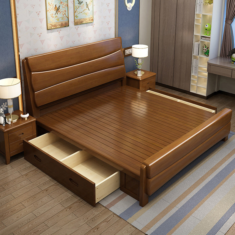 Traditional Solid Wood Standard Bed Headboard Bed with Footboard