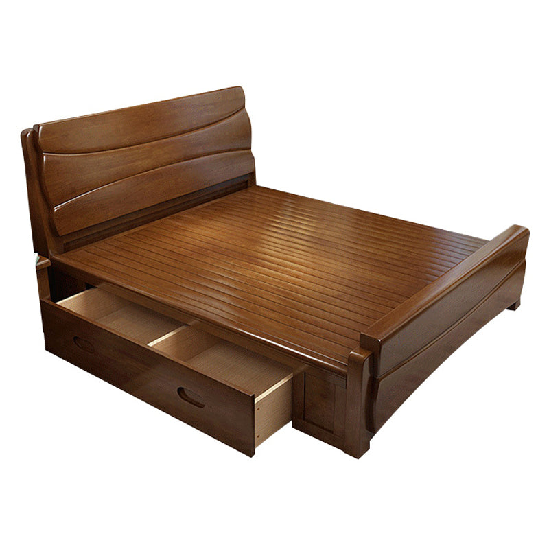 Traditional Solid Wood Standard Bed Headboard Bed with Footboard