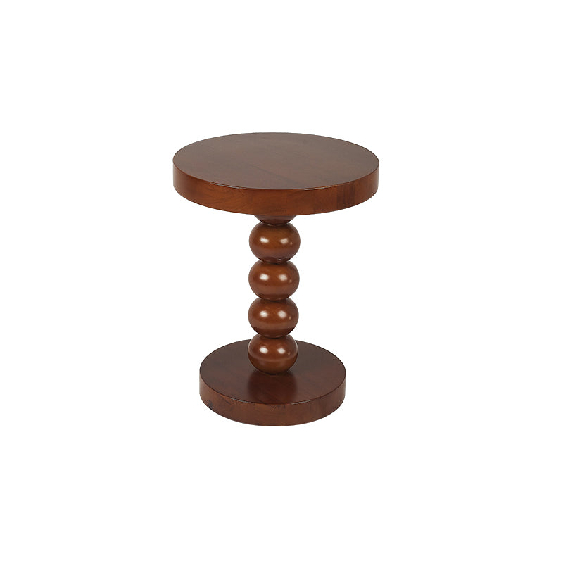Contemporary End Table Solid Wood Pedestal Round Living Room Side Table