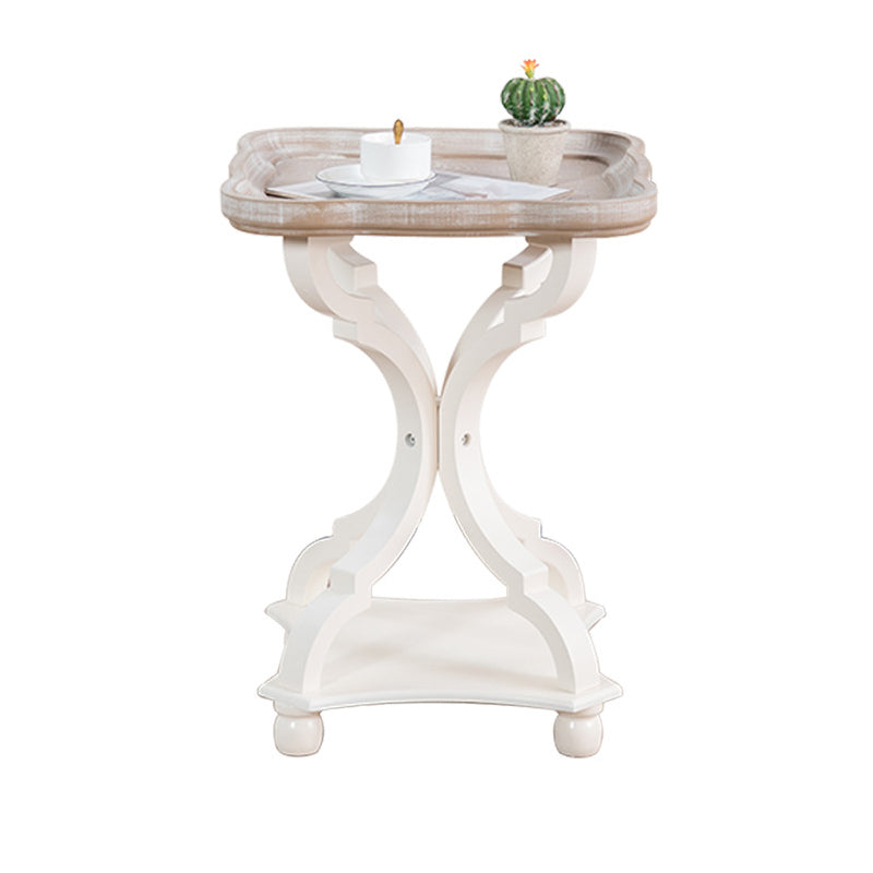Rustic Side Table Solid Wood 4 Legs Distressed Living Room End Table