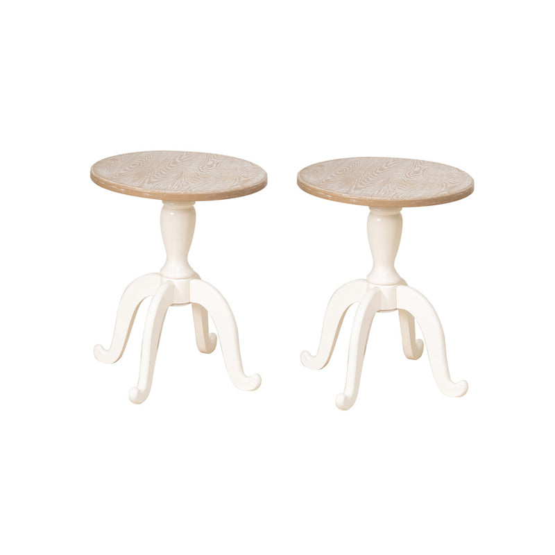 Rustic Side Table Solid Wood 4 Legs Distressed Living Room End Table