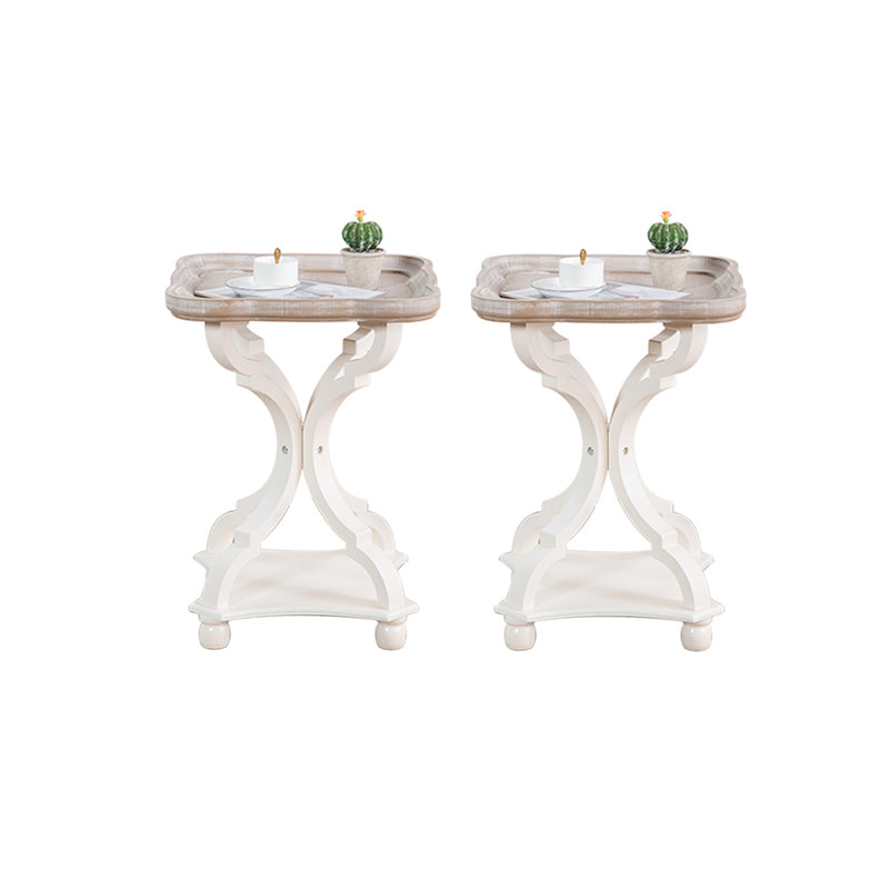 Rustic Side Table Solid Wood 4 Legs Distressed Living Room End Table