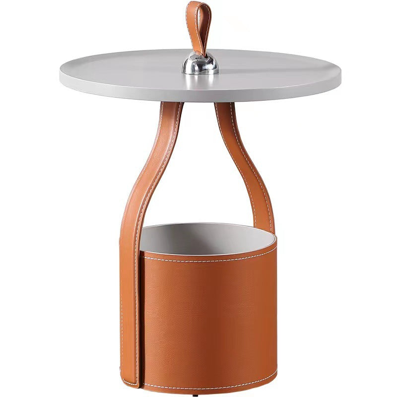 Contemporary Living Room Round with Storage Pedestal Side Table