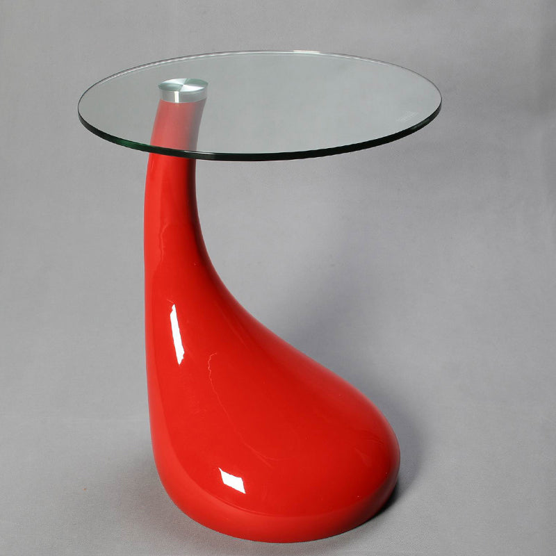 Contemporary End Table Glass Round Plastic Pedestal Living Room Side Table