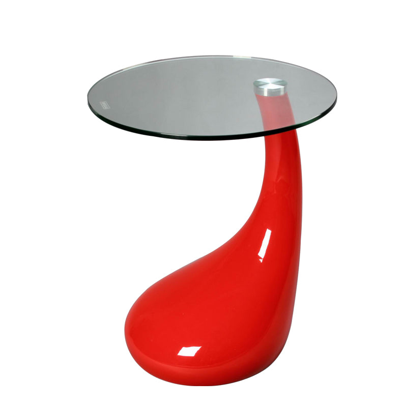 Contemporary End Table Glass Round Plastic Pedestal Living Room Side Table