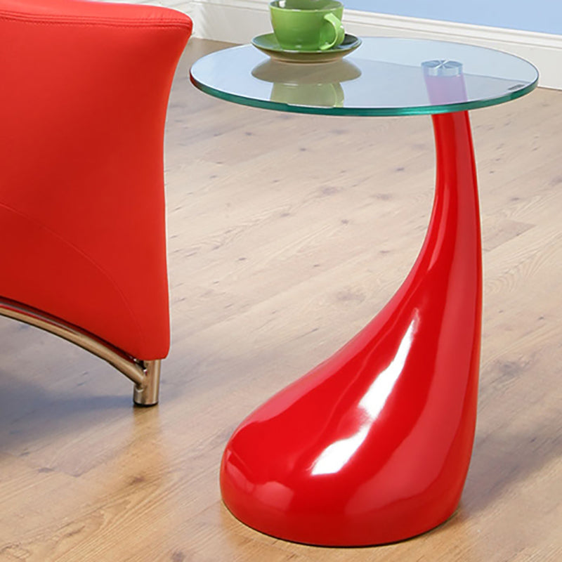 Contemporary End Table Glass Round Plastic Pedestal Living Room Side Table
