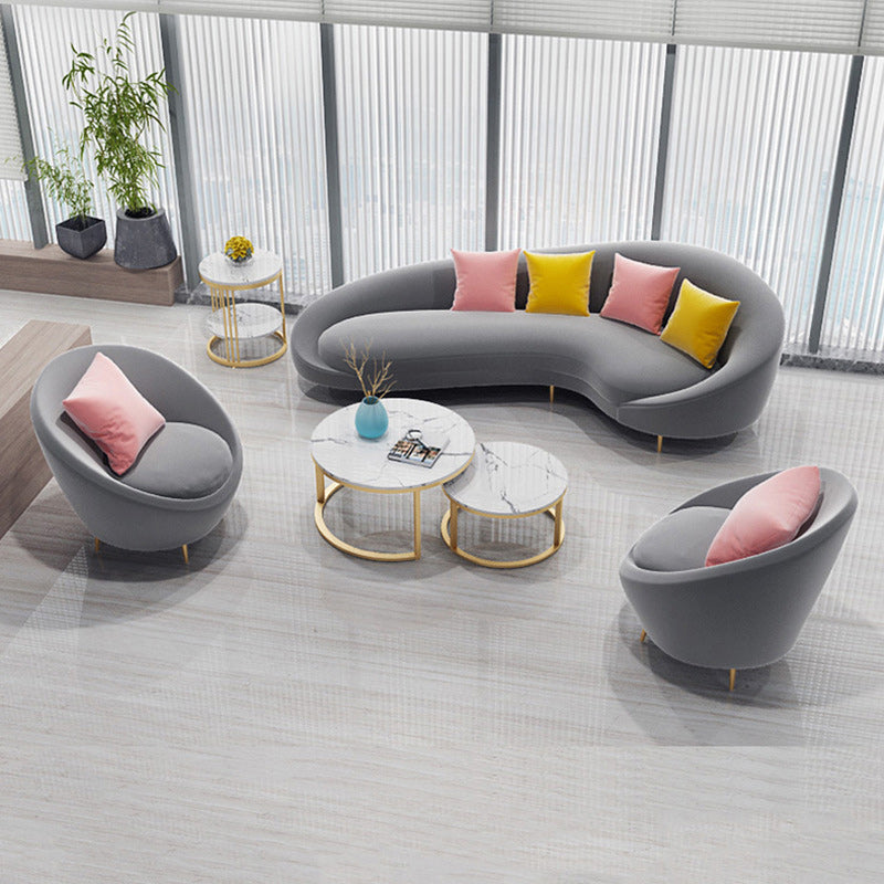 Contemporary Velvet Sloped Arms Sofa with Tight Back for Livingroom