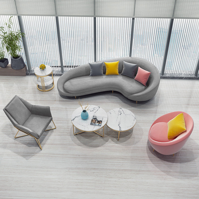 Contemporary Velvet Sloped Arms Sofa with Tight Back for Livingroom