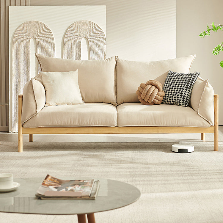 Modern 37" H Linen Wood Frame Square Arm Loveseat for Living Room
