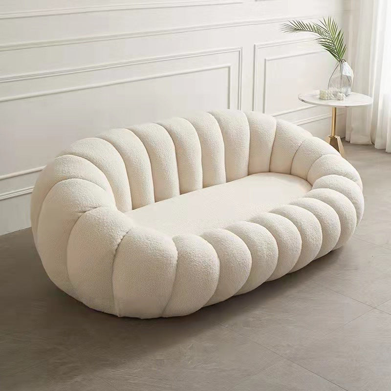 Modern 27.55" H Wool Sewn Pillow Back Slope Arm Sofa for Apartment