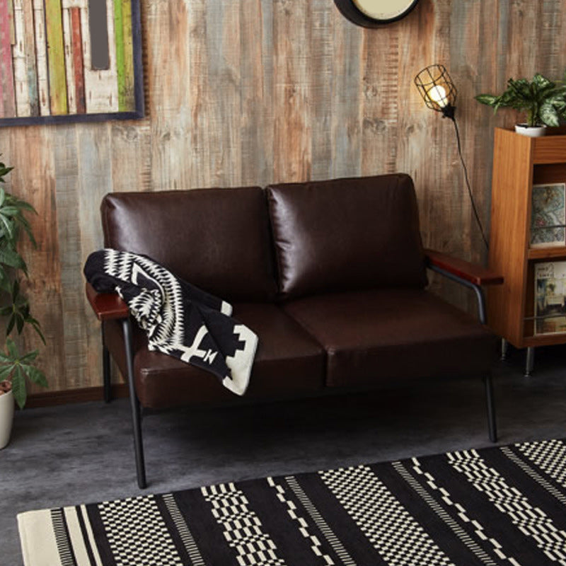 Contemporary Square Arm Loveseat with Loose Back for 2 People