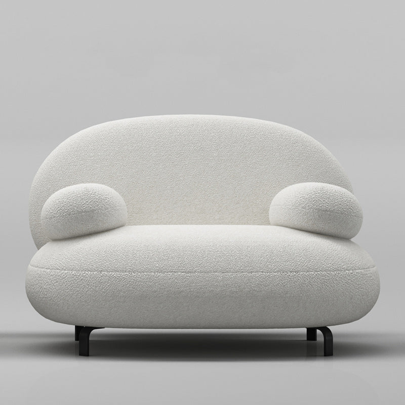 Modern 27.55" H White Wool Pillow Top Arm Sofa for Living Room