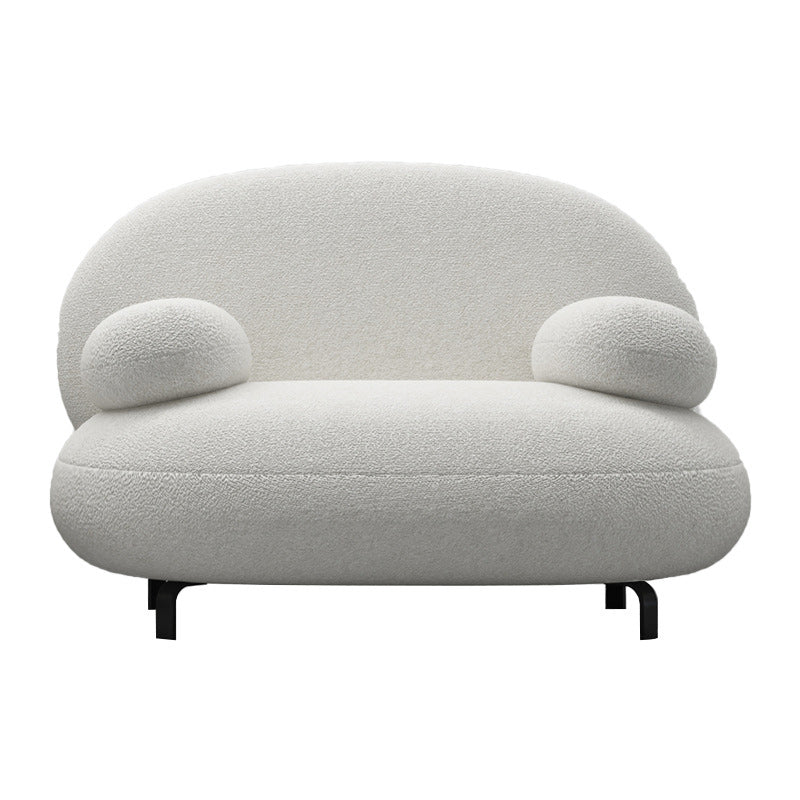 Modern 27.55" H White Wool Pillow Top Arm Sofa for Living Room