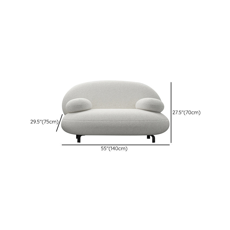 Modern 27.55" H White Wool Pillow Top Arm Sofa for Living Room