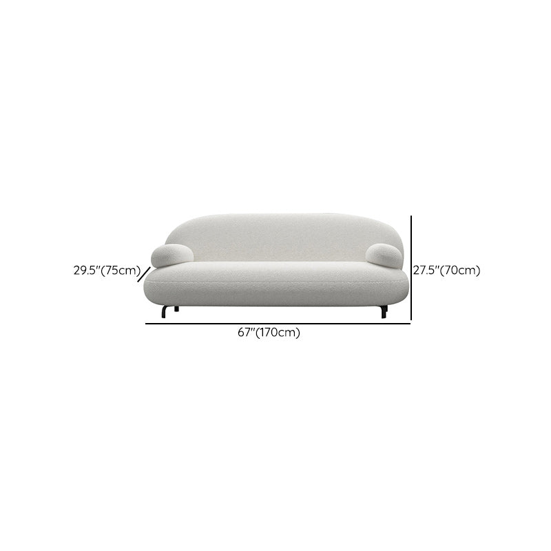 Modern 27.55" H White Wool Pillow Top Arm Sofa for Living Room