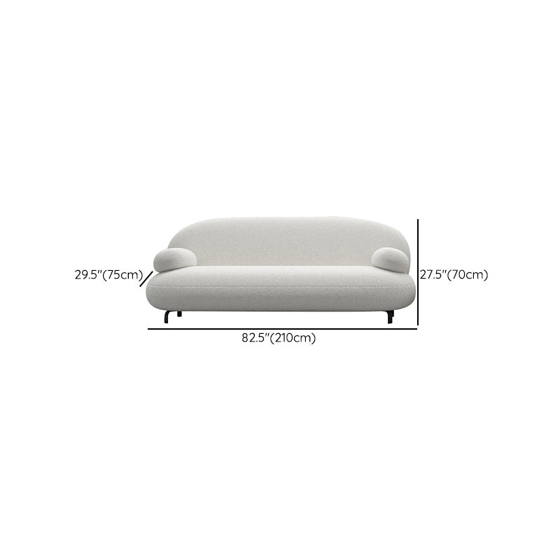 Modern 27.55" H White Wool Pillow Top Arm Sofa for Living Room