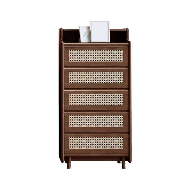 25.6" W Rattan Accent Chest in Rubberwood with Storage Drawers