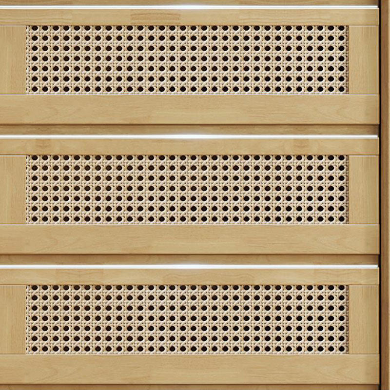 25.6" W Rattan Accent Chest in Rubberwood with Storage Drawers
