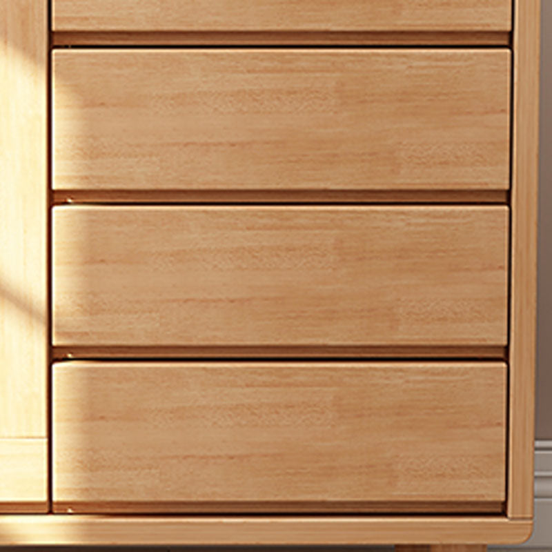 31.5" Tall Wood Cabinet Mid Century Modern 1 - Door Cabinet with 4 Drawers