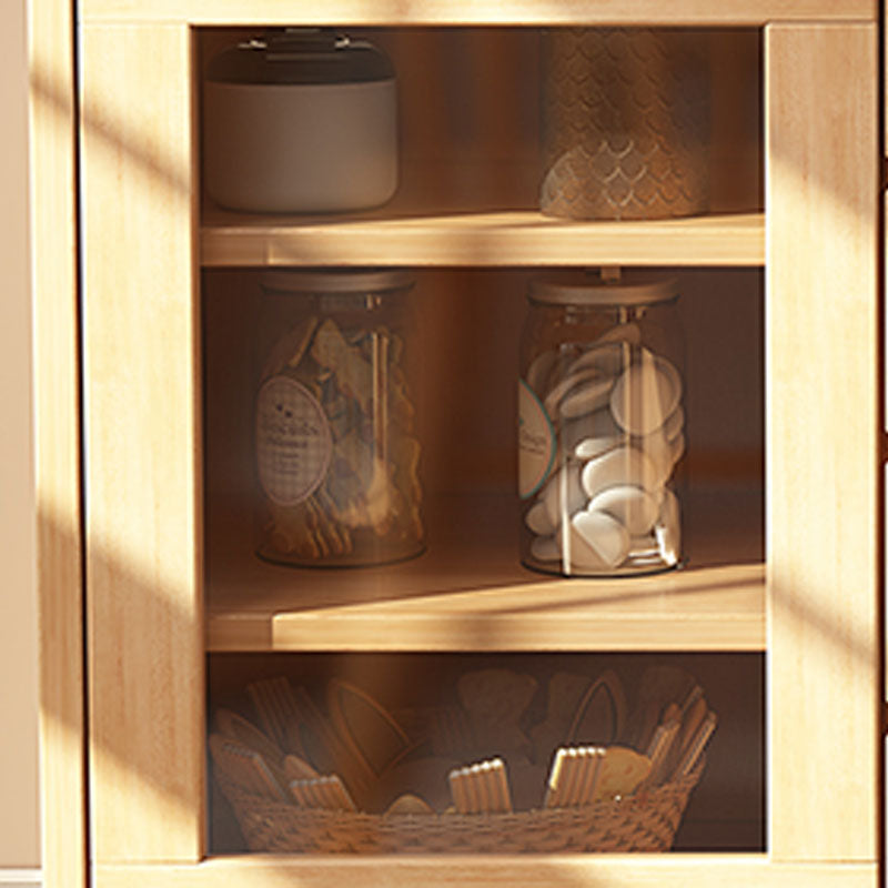 31.5" Tall Wood Cabinet Mid Century Modern 1 - Door Cabinet with 4 Drawers