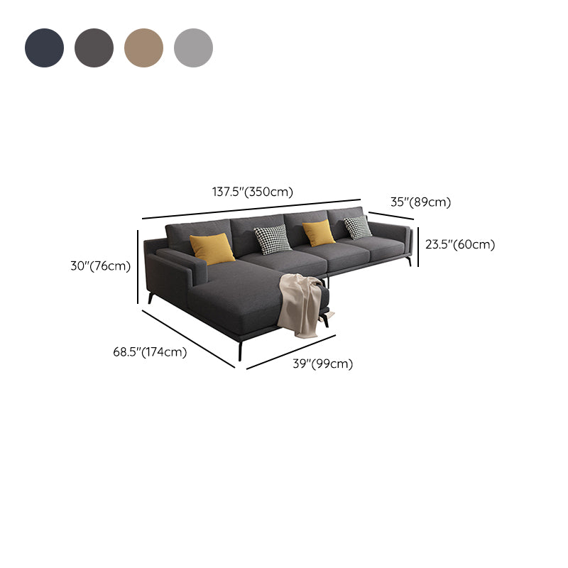 Modern Pillow Back Fabric Sectional L-shape Square Arm Sectional
