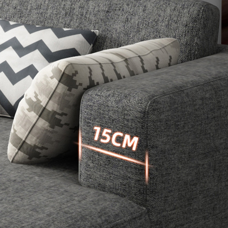 Blue/Gray 4-seater Square Arm Sectional Loose Back Fabric Sectional