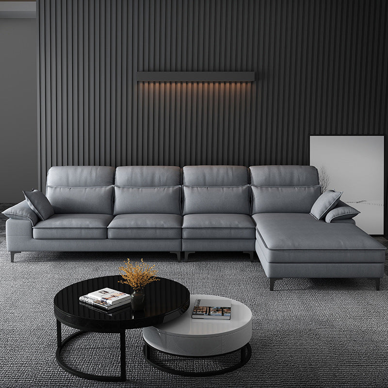 4-seat Modern Sectional 138.58" Wide Fabric Loose Back Sectional
