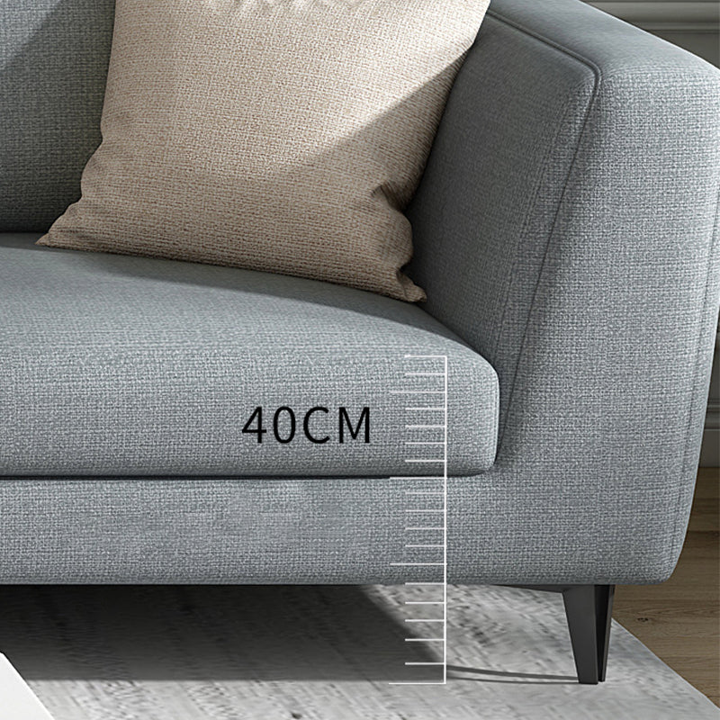 Gray 5-seat Square Arm Sectional Contemporary Fabric Slipcovered Sectional