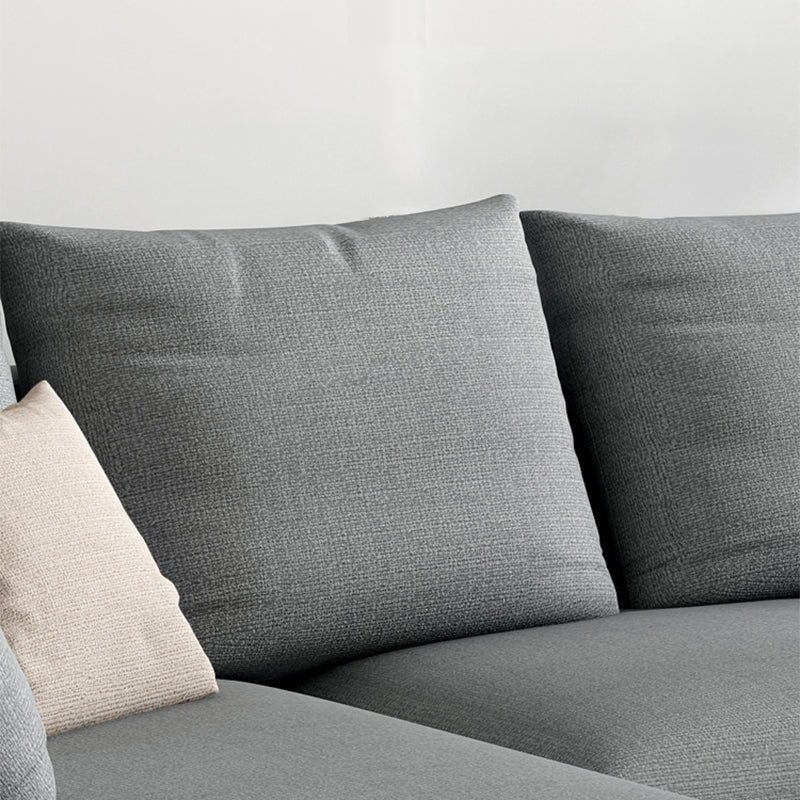 Gray 5-seat Square Arm Sectional Contemporary Fabric Slipcovered Sectional