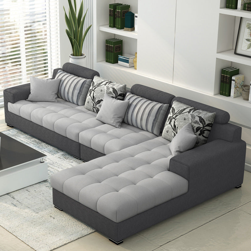 Slipcovered Square Arm Sectional Modern Fabric 4-seater Sectional