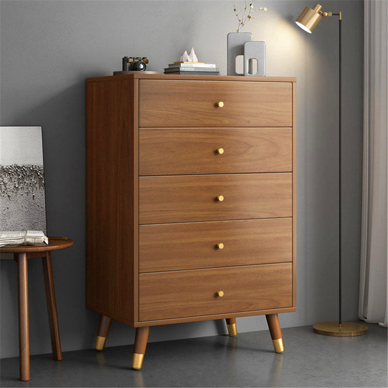 Mid Century Modern Brown Cabinet 23.6" Wide 3/4 - Tier Storage Chest