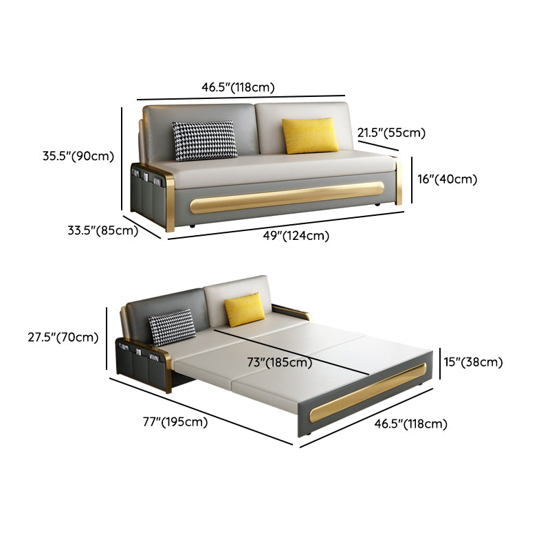 Gray Faux leather Sleeper Sofa 33.46" Wide Sofa Bed with Detachable Mattress