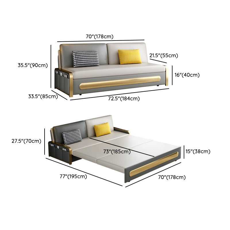 Gray Faux leather Sleeper Sofa 33.46" Wide Sofa Bed with Detachable Mattress