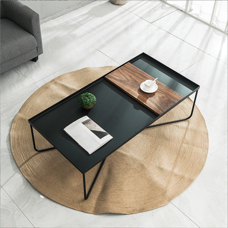 Mid-Century Modern Cocktail Table Cross Legs Metal Single Coffee Table