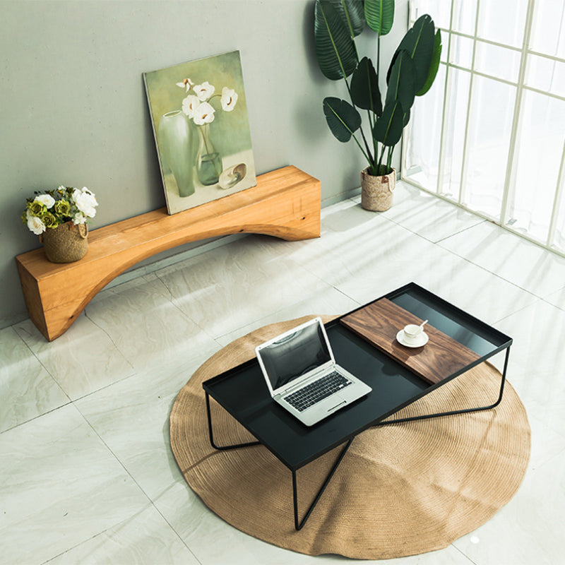 Mid-Century Modern Cocktail Table Cross Legs Metal Single Coffee Table