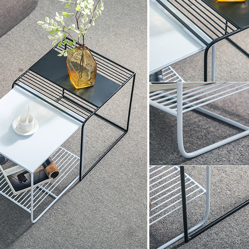 Mid-Century Modern Cocktail Table Metal Square Single Coffee Table