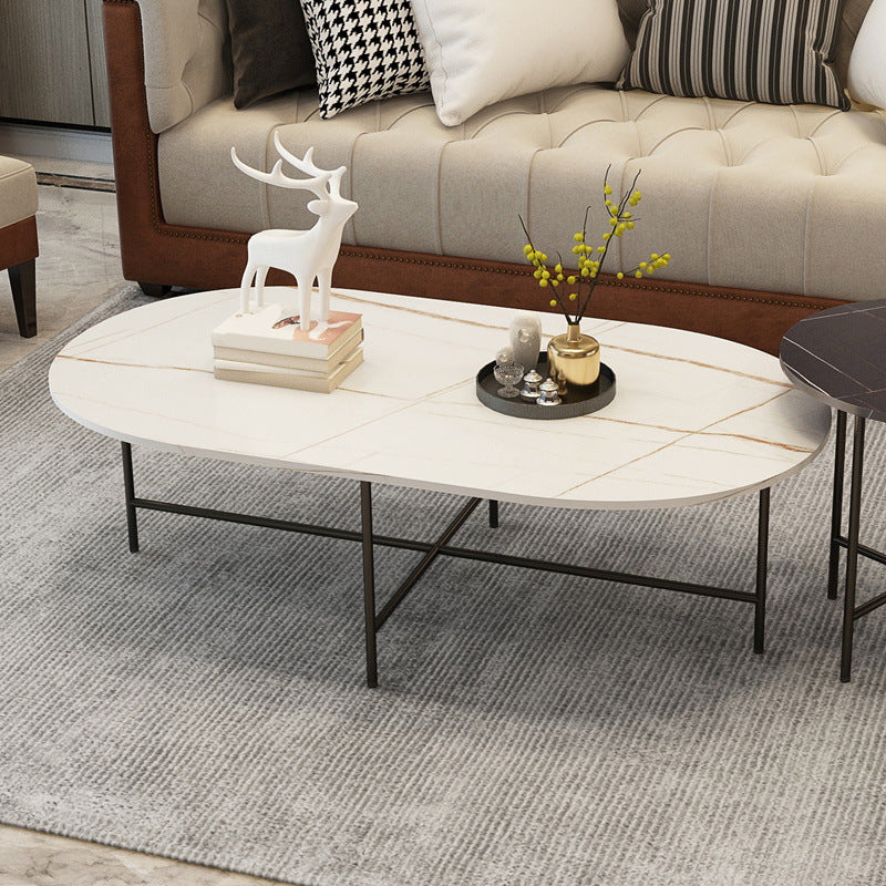 Glam Cocktail Table 4 Legs Slate Round/Oval Coffee Table Set