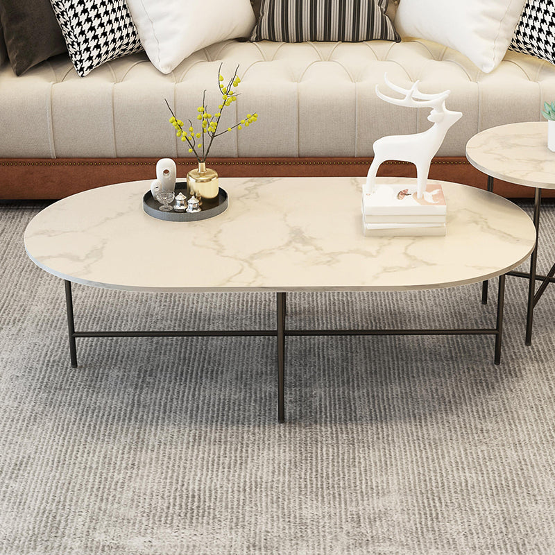 Glam Cocktail Table 4 Legs Slate Round/Oval Coffee Table Set