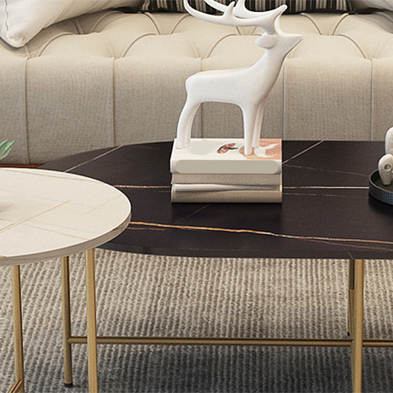 Glam Cocktail Table 4 Legs Slate Round/Oval Coffee Table Set