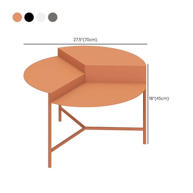 Mid-Century Iron Round Coffee Table Dia 27.6" 3 Legs 1 Single Cocktail Table