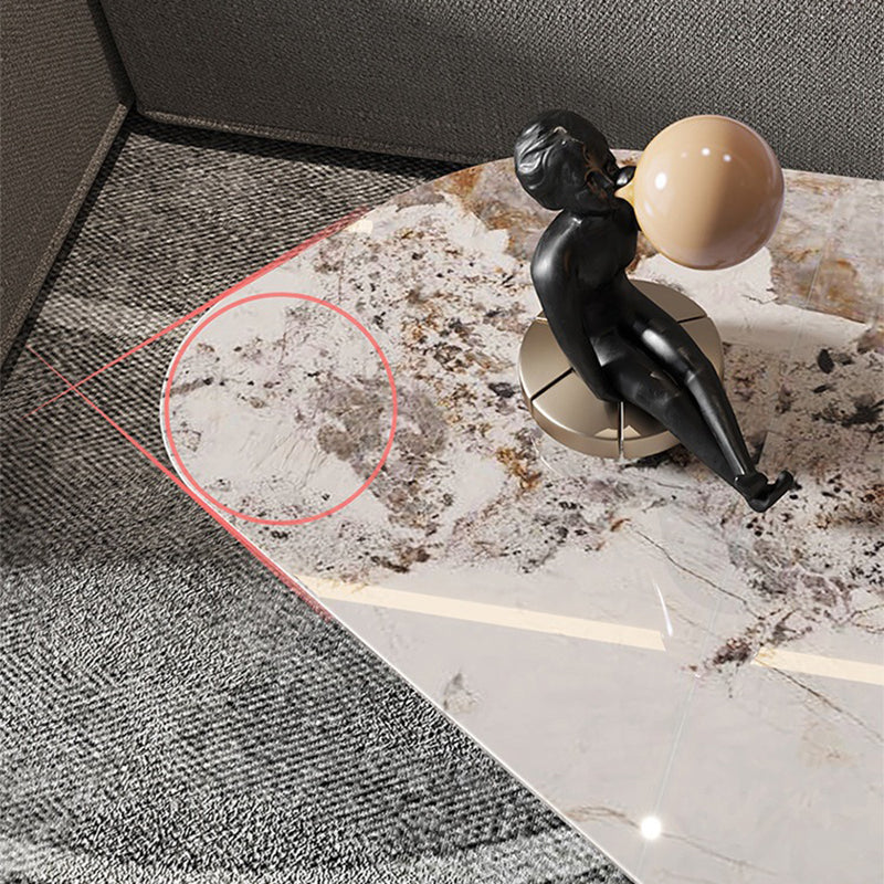 Glam Irregular Slate Top Cocktail Table Sled 15.7" H Coffee Table