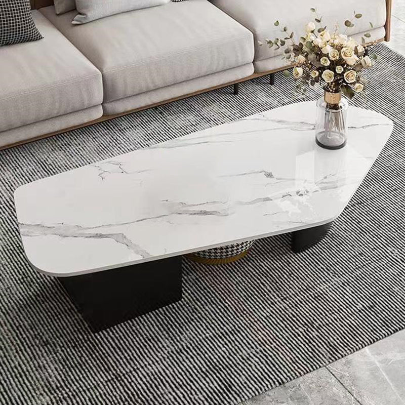 Glam Irregular Slate Top Cocktail Table Sled 15.7" H Coffee Table