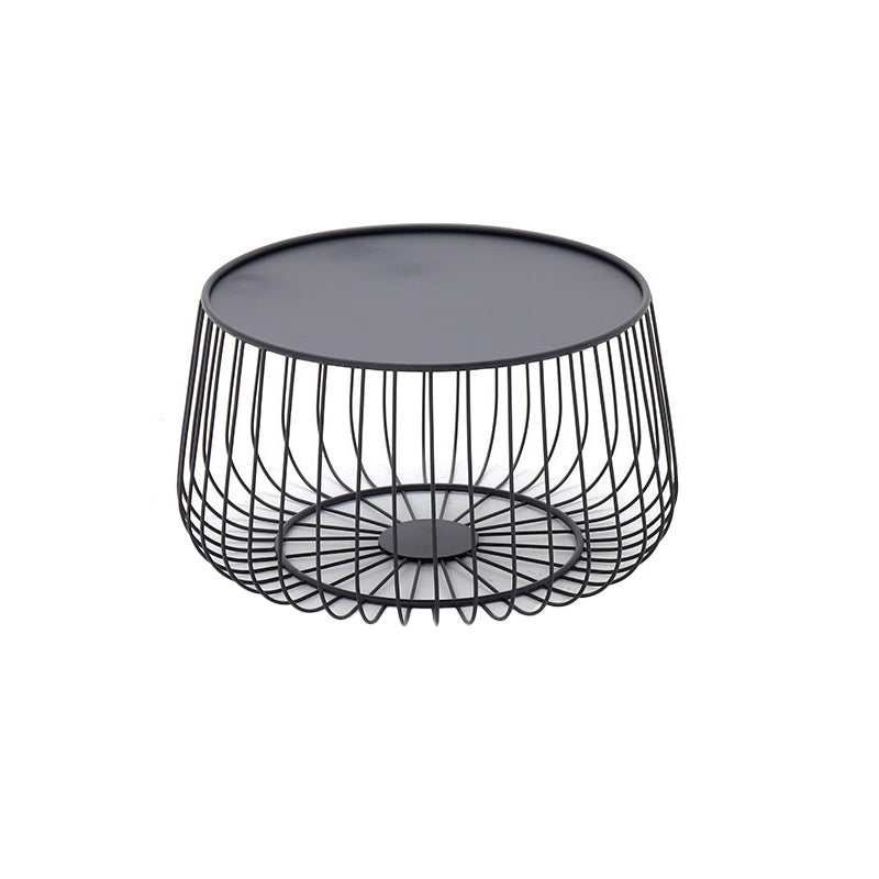 Glam Cocktail Table Abstract Faux Marble/Metal Storage Round Coffee Table