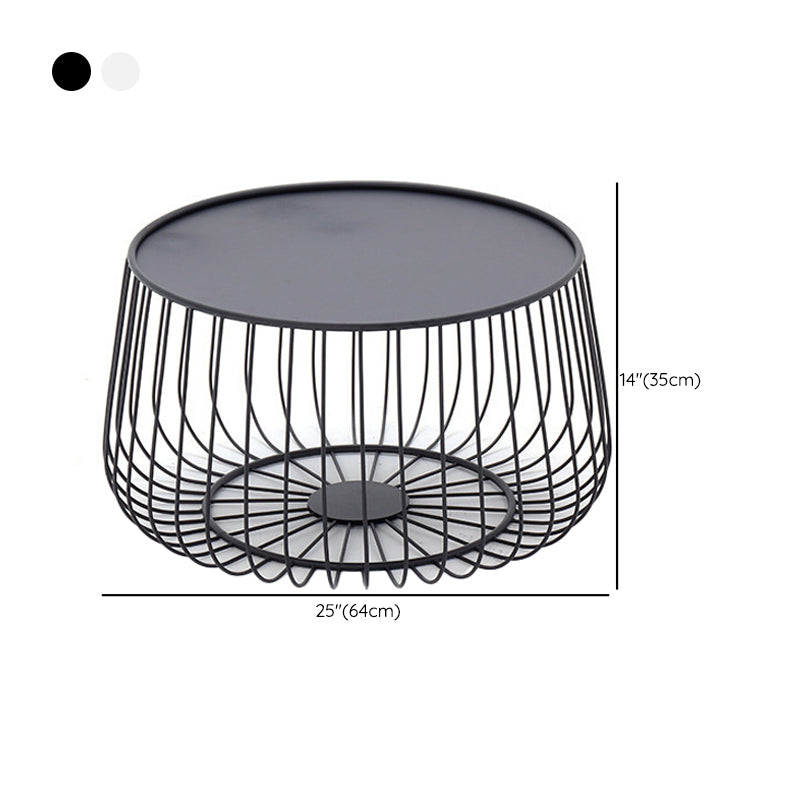 Glam Cocktail Table Abstract Faux Marble/Metal Storage Round Coffee Table