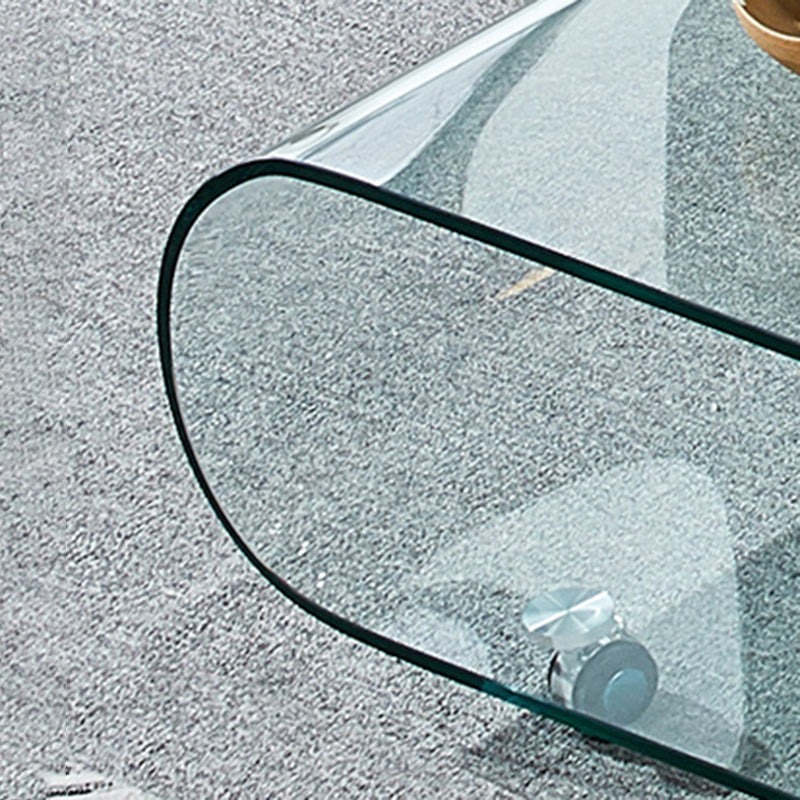 Geometric Glass Coffee Table with Casters Contemporary Shelf Included Cocktail Table