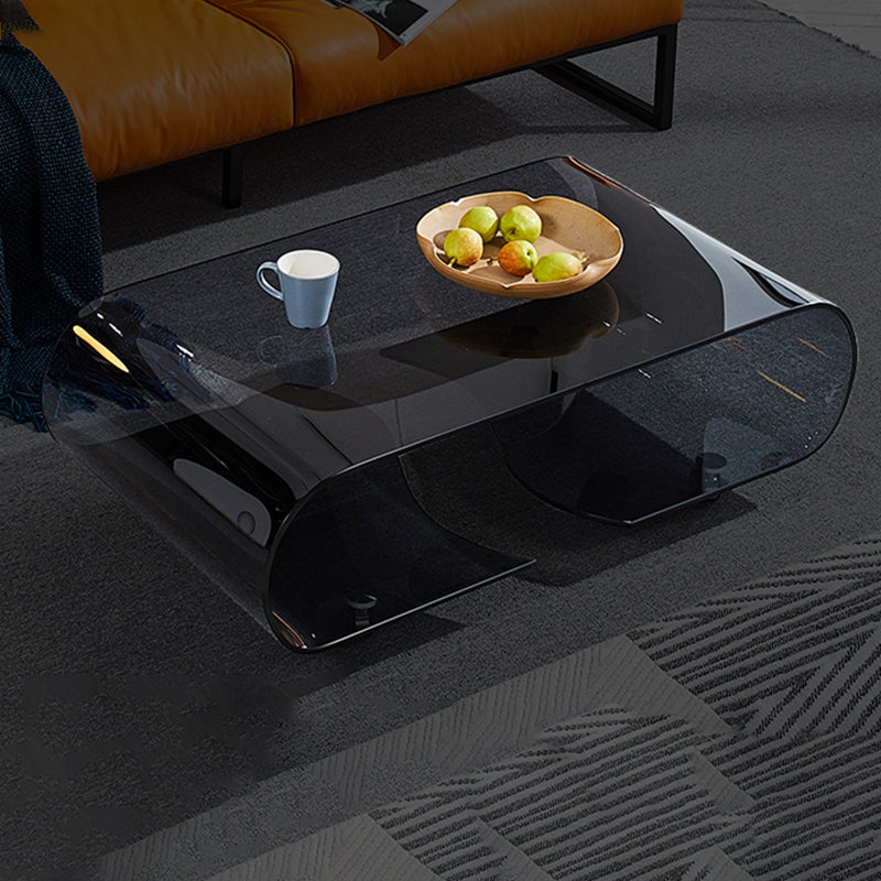 Geometric Glass Coffee Table with Casters Contemporary Shelf Included Cocktail Table