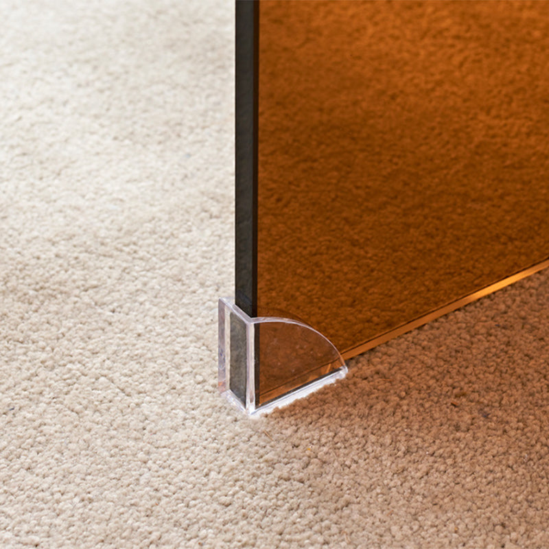 Brown Glass Sled Coffee Table Modern Rectangular 1 Single Cocktail Table